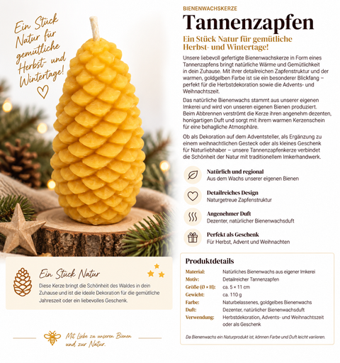 Bienenwachskerze ,,Tannenzapfen,,