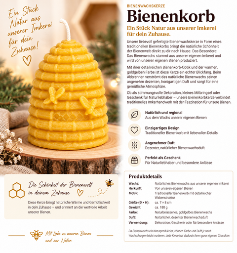 Bienenwachskerze ,,Bienenkorb,,