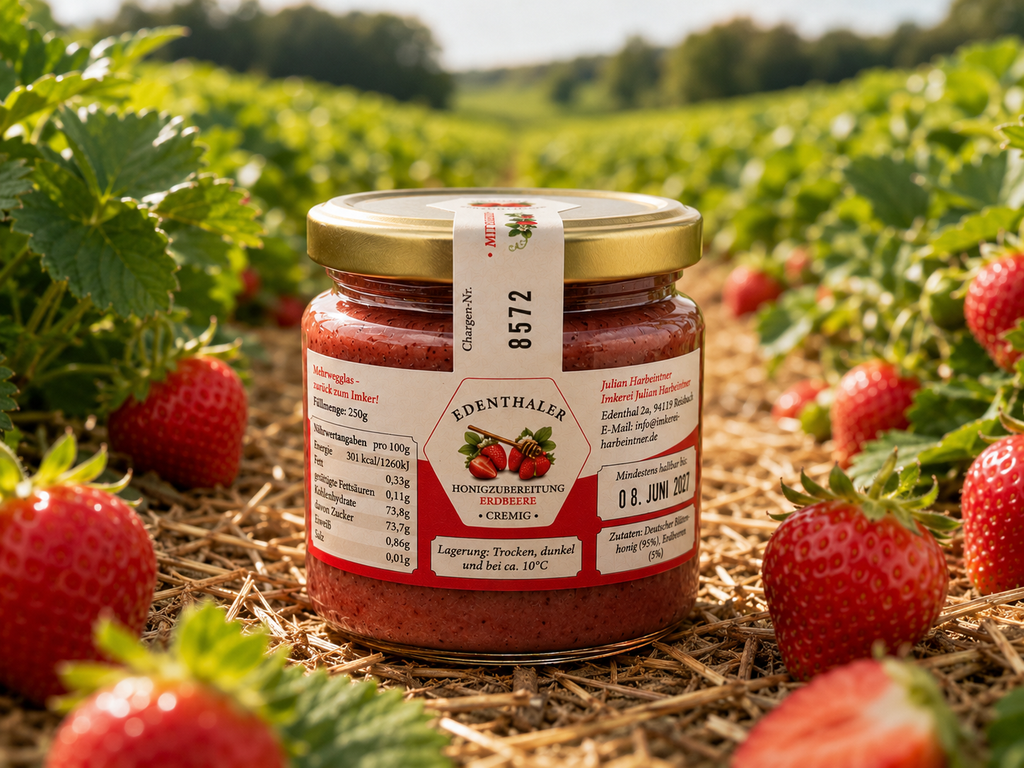 Honey preparation with strawberries