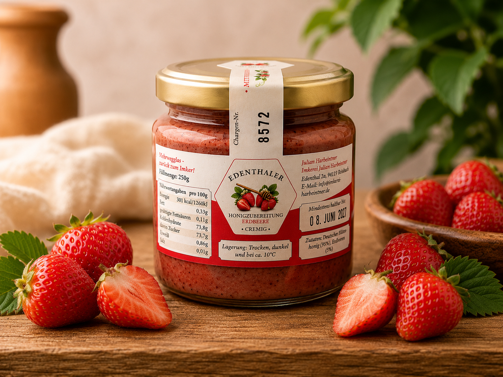 Honey preparation with strawberries