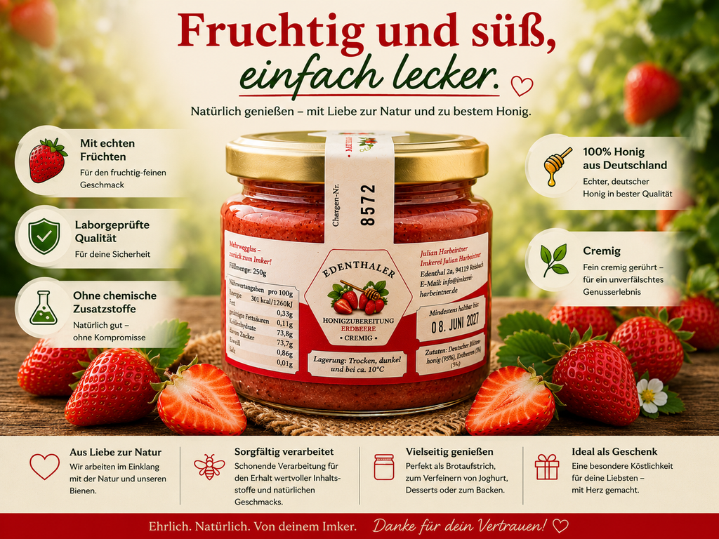Honey preparation with strawberries