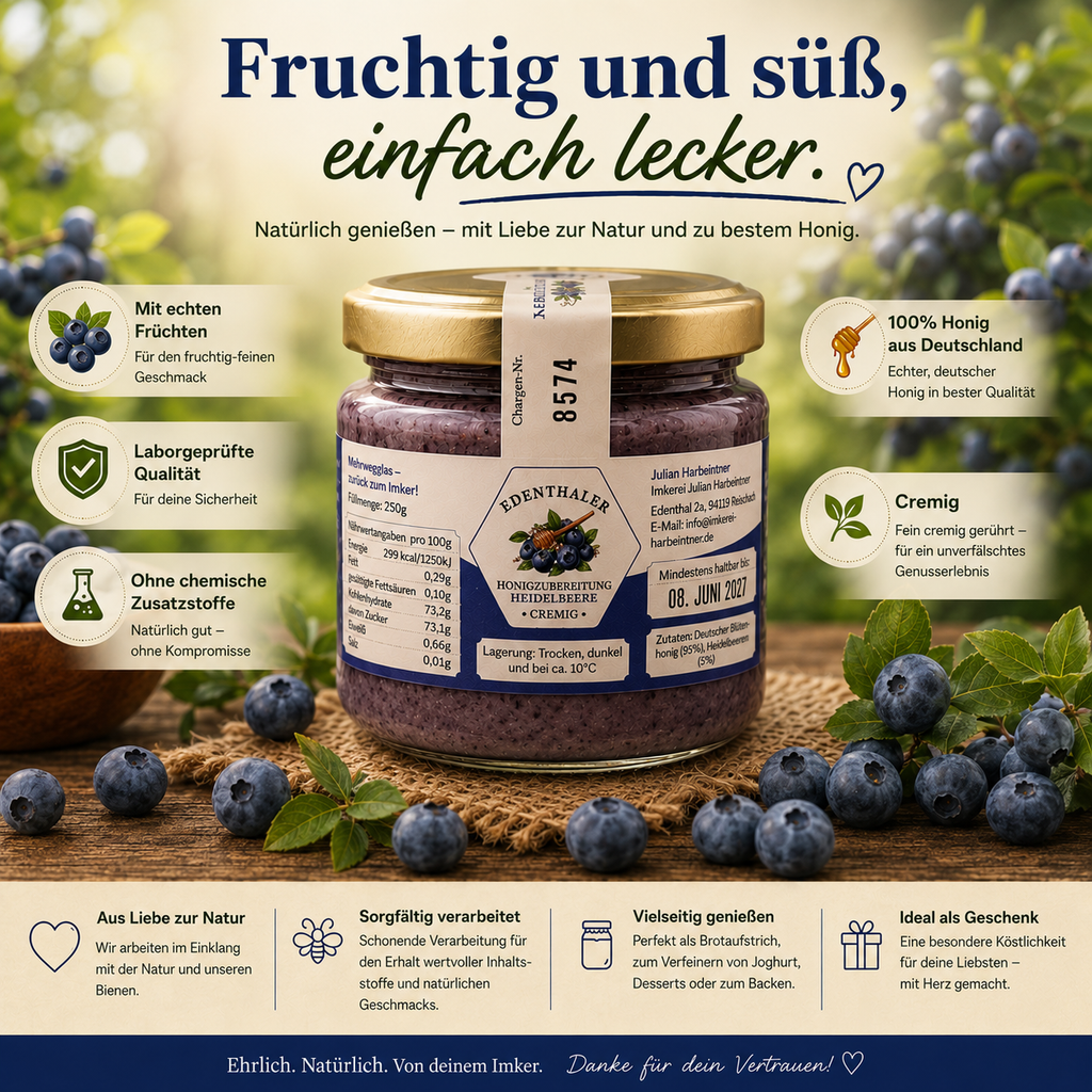 Honey preparation with blueberries
